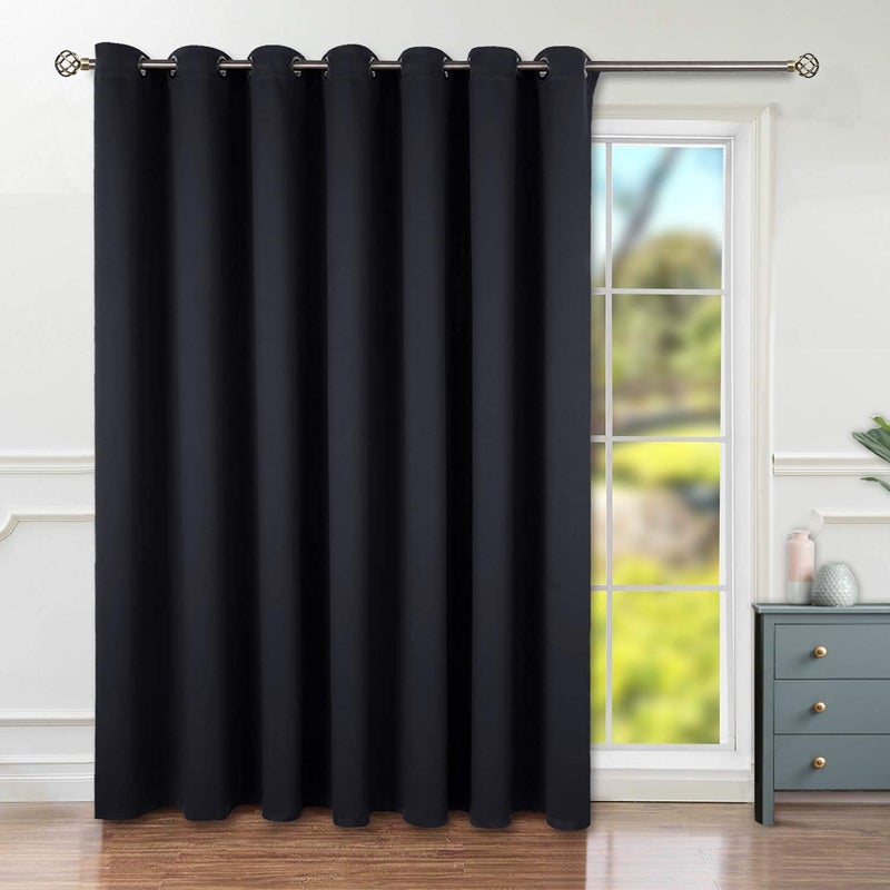 BGment Black Room Divider Curtain 84 Inches Long  Privacy Extra Wide Blackout Curtain Thermal Insulated Room Darkening Noise Reducing Dark Sliding Door Curtain 1 Panel 100 X 84 Inch