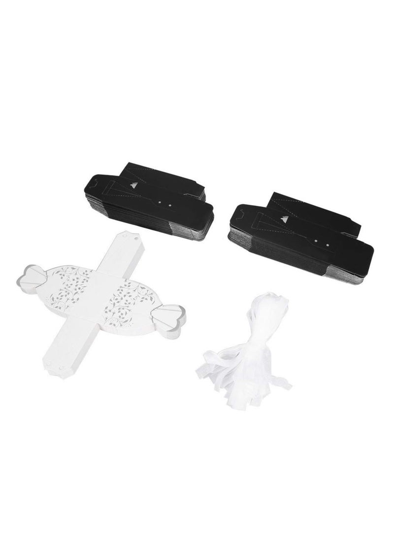 50 Pairs Wedding Favour Boxes, Sweet Candy Gift Bags for Bride & Groom, Paper Boxes with Ribbons, Suitable for Wedding Party Favours - Image 5