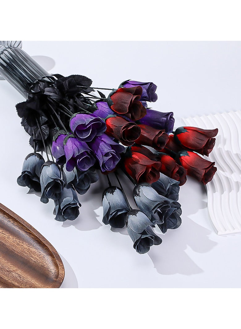 AUTOYSUR Rose Artificial Flower Decorations,Fake Rose Flower Decorations,Gothic style holiday flowers for Home Vase Wedding Patry Decoration (6 Bundles with 30 Heads Roses,Multicolor)  - Image 1