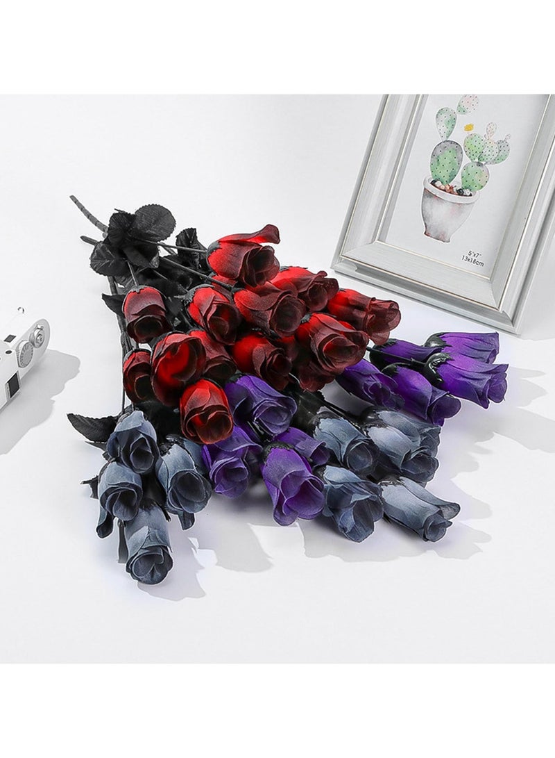 AUTOYSUR Rose Artificial Flower Decorations,Fake Rose Flower Decorations,Gothic style holiday flowers for Home Vase Wedding Patry Decoration (6 Bundles with 30 Heads Roses,Multicolor)  - Image 2