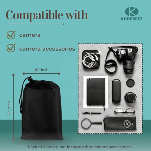 KHOOBREZ Waterproof Dustproof PU_Coating Camera Cover Camera Accesories Case Pouch (Pack of 3) (PO3_CCP) (Black) - Image 2