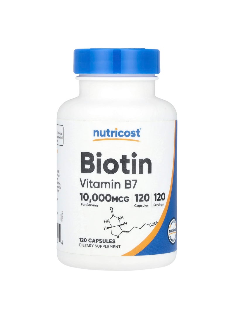 Biotin, 10,000 mcg, 120 Capsules