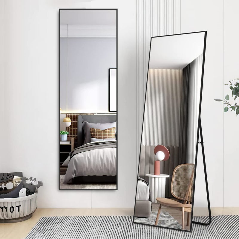 NicBex Full Length Mirror 59x16 Aluminum Alloy Frame Large Wall Mirror Vanity Mirror Bedroom Mirror Dressing Mirror Living Room MirrorBlack AA01017AAF001T2