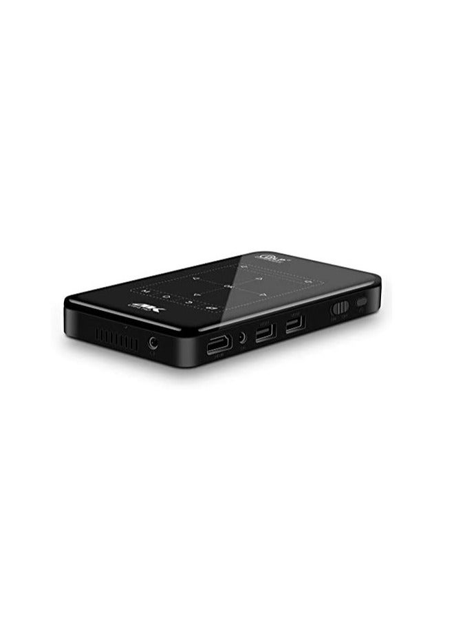 4K DLP Mini Smart Projector with HD Resolution, Android 6.0, HDMI Input, USB Hard Drive Read, Bluetooth Speaker, Black