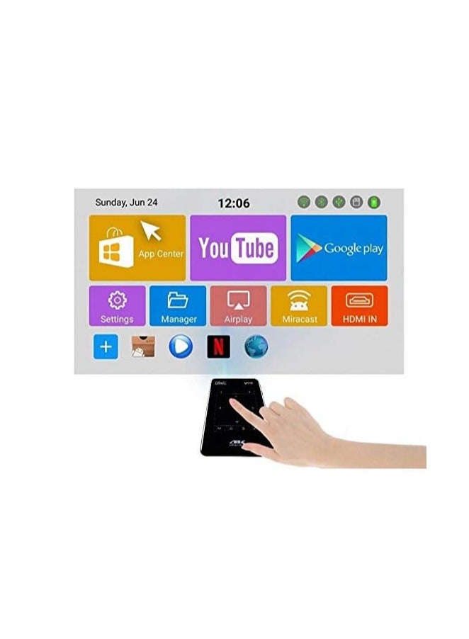 4K DLP Mini Smart Projector with HD Resolution, Android 6.0, HDMI Input, USB Hard Drive Read, Bluetooth Speaker, Black