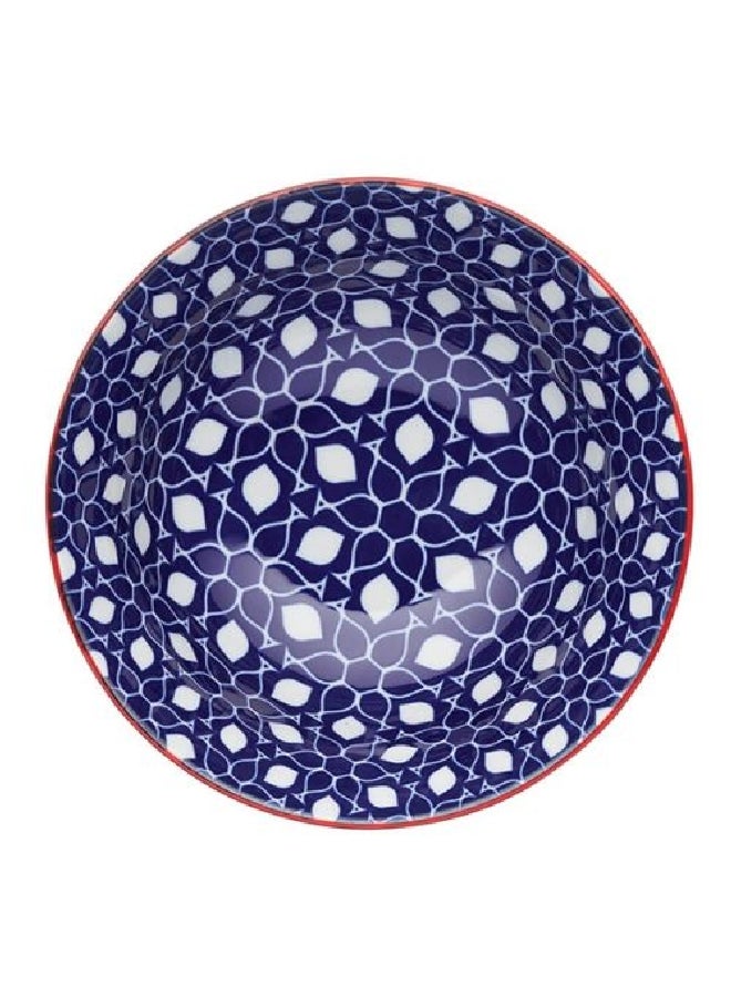 KitchenCraft Floral Geometric Design Food Safe Ceramic Bowl Blue and White 15.7 cm KCBOWL26 - Image 2
