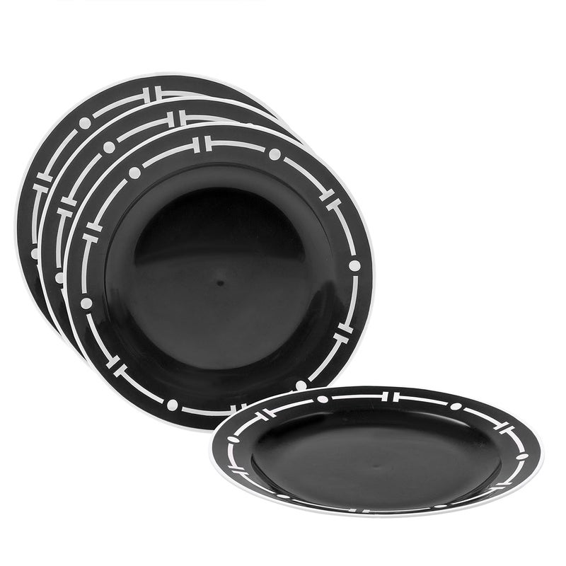 Cutting EDGE Round Double Colour Dinner Plates UnbreakableLightweightReusableDishwasher SafeLunchDinner for Families Daily Use Parties Regular Design Set of 4 Black21 cm - Image 1