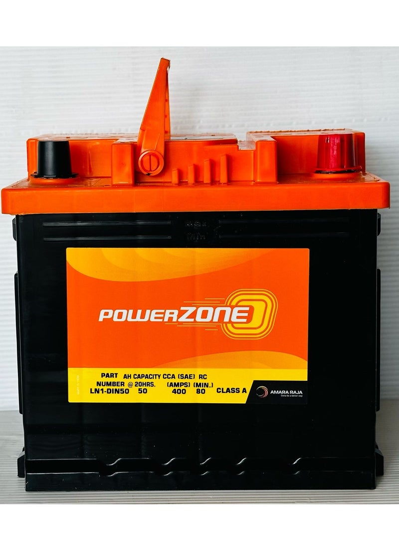 باور زون بطارية سيارة 12 فولت 50 أمبير DIN50L-Mf  - Image 1