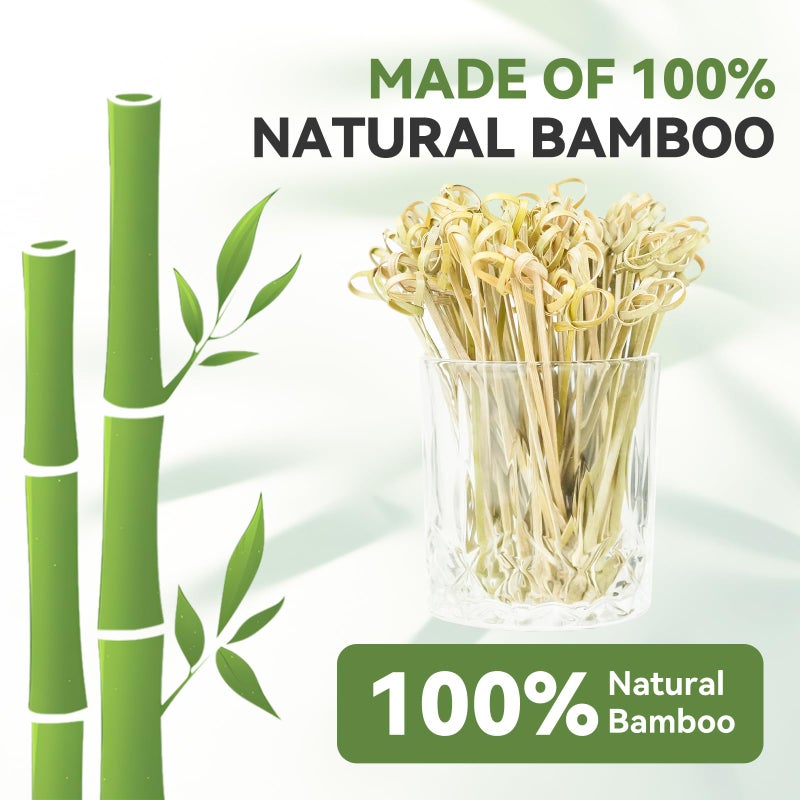 HOPELF 100PCS Cocktail Picks Bamboo Skewers for Appetizers, Fancy Toothpicks for Appetizers, 4.7 Inch Long Decorative Knot Bamboo Cocktail Sticks for Party Drinks Food Fruit Charcuterie Boards Accessories - Image 5