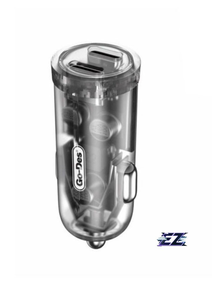 إلترازون Dual Type-C PD Car Charger 40W | Transparent Fast Charging USB-C Charger for iPhone, Android, and More | Quick Charging for Smartphones, Tablets, and Laptops | Dual Ports for Simultaneous Charging | High-Speed Performance - Image 1