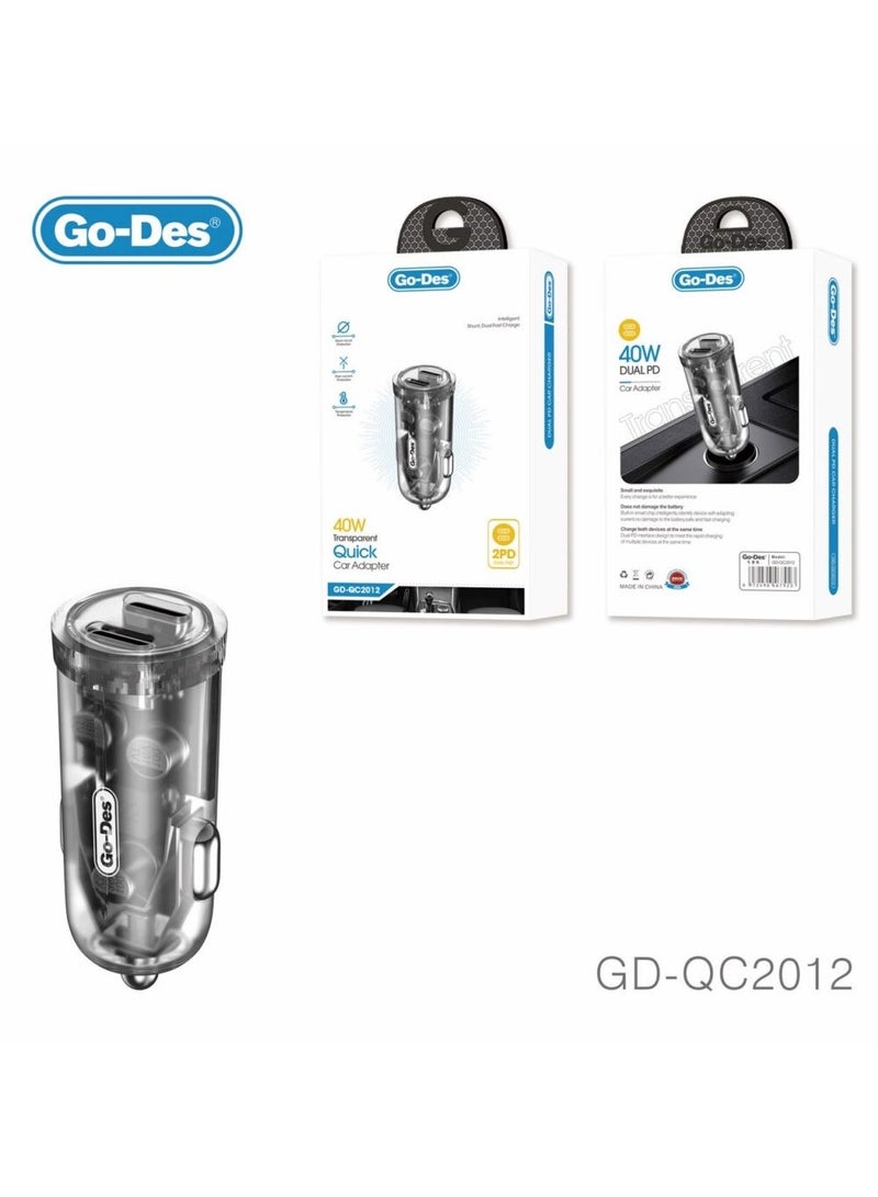 إلترازون Dual Type-C PD Car Charger 40W | Transparent Fast Charging USB-C Charger for iPhone, Android, and More | Quick Charging for Smartphones, Tablets, and Laptops | Dual Ports for Simultaneous Charging | High-Speed Performance - Image 4