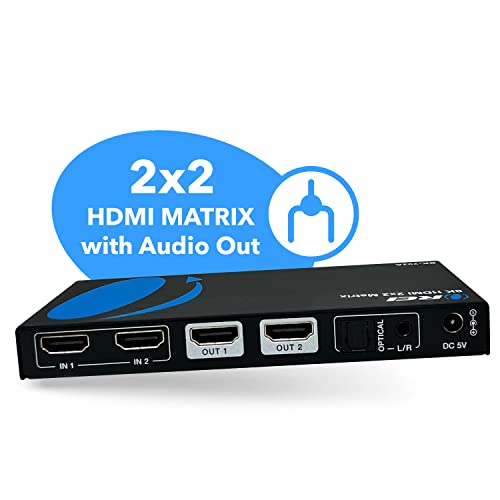 OREI 8K HDMI Matrix Switch 2 X 2 Switcher with Audio Extractor UltraHD Supports Upto 4K 120Hz IR EDID HDCP 23 Remote Control BK202A 2x2 Audio Out - Image 3