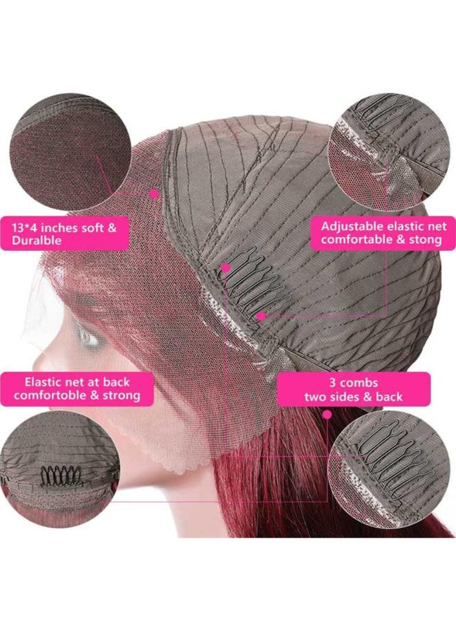 Bluejw Real Hair Wig European And American Wig Women's Long Straight Hair Wine Red Real Hair Lace Wig Human Hair Wigs - Image 5