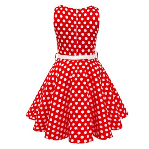 HB HBB MAGIC Girls Vintage Dress 50s Retro Twirling Special Occasion Dresses Size 6-14 Sleeveless Kids Dress Red Polka Dot - Image 4