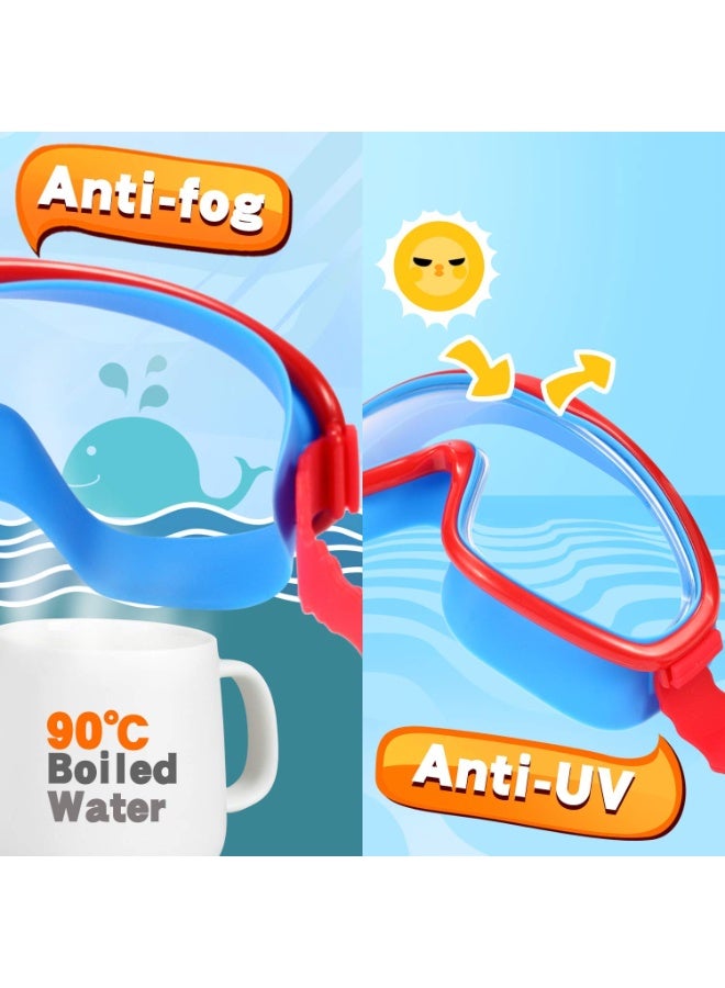 Cuken 2-Pack Kids Swim Goggles, Swimming Goggles for Children and Early Teens from 3 to 15 Years Old, Swim Goggles with Wide Vision, Anti-Fog, Waterproof, UV Protection (Red/Blue) - Image 4