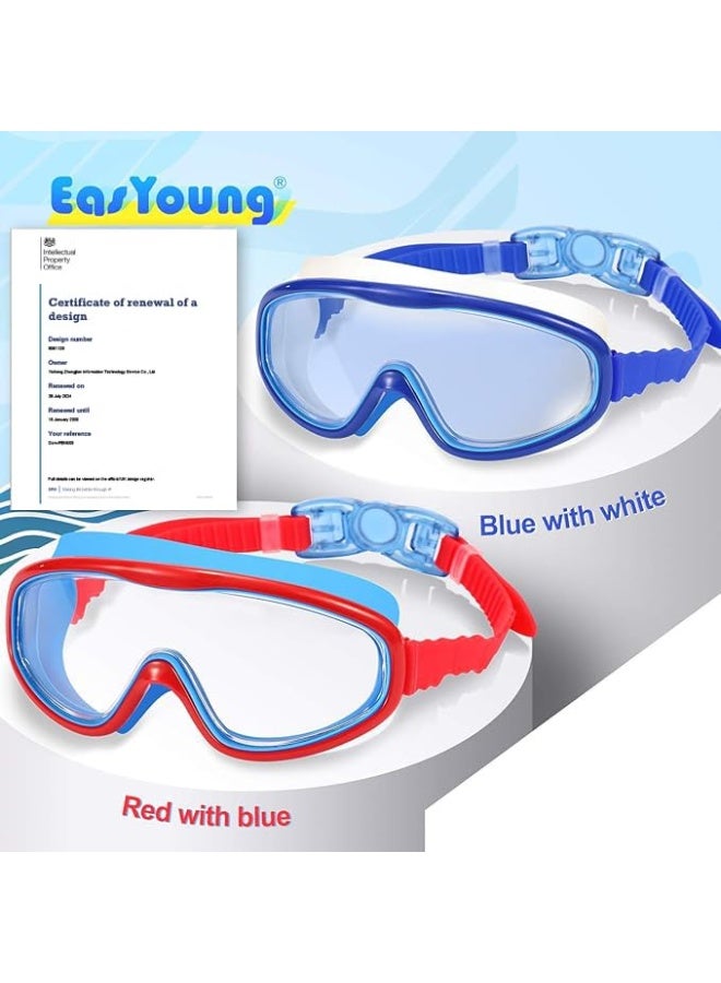 Cuken 2-Pack Kids Swim Goggles, Swimming Goggles for Children and Early Teens from 3 to 15 Years Old, Swim Goggles with Wide Vision, Anti-Fog, Waterproof, UV Protection (Red/Blue) - Image 3