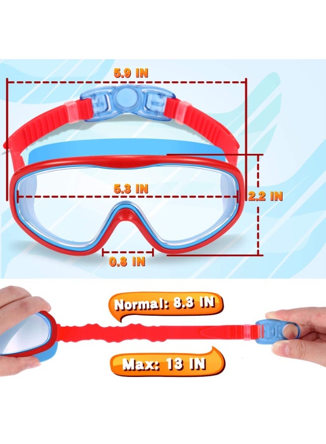Cuken 2-Pack Kids Swim Goggles, Swimming Goggles for Children and Early Teens from 3 to 15 Years Old, Swim Goggles with Wide Vision, Anti-Fog, Waterproof, UV Protection (Red/Blue) - Image 2