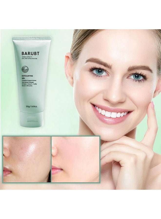 BARUBT Herbal exfoliating gel,Chlorella Vulgaris Extract,Hydrolyzed Collagen,Brilliant + Smooth + Purify, Down to the Pores,Cleansing Face and Body Exfoliating Scrub Gel 50g - Image 2