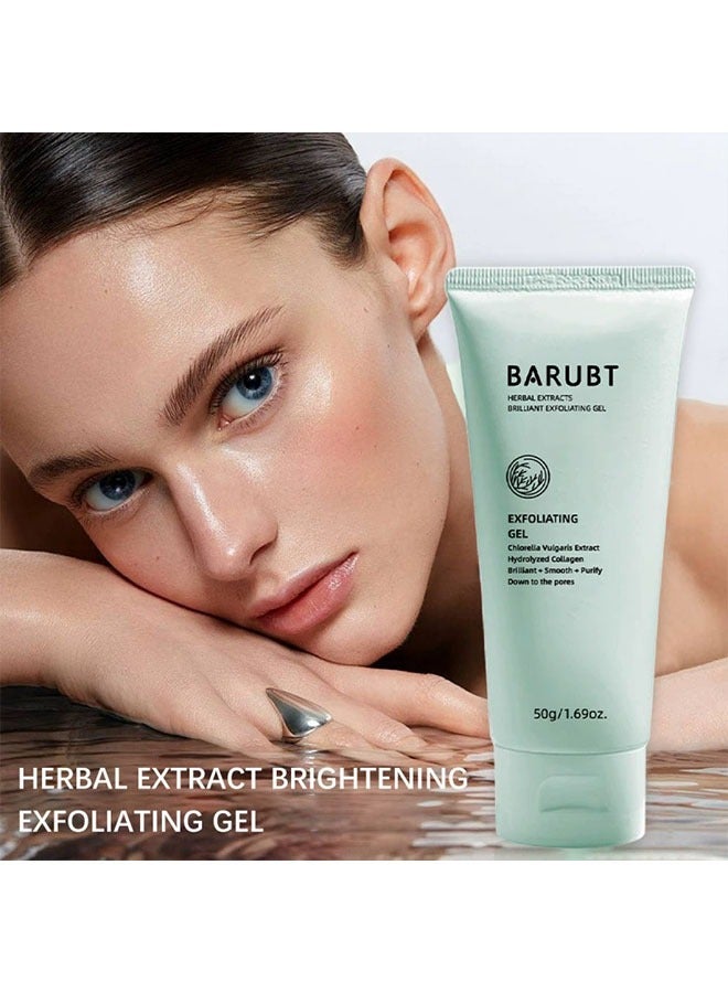 BARUBT Herbal exfoliating gel,Chlorella Vulgaris Extract,Hydrolyzed Collagen,Brilliant + Smooth + Purify, Down to the Pores,Cleansing Face and Body Exfoliating Scrub Gel 50g - Image 4