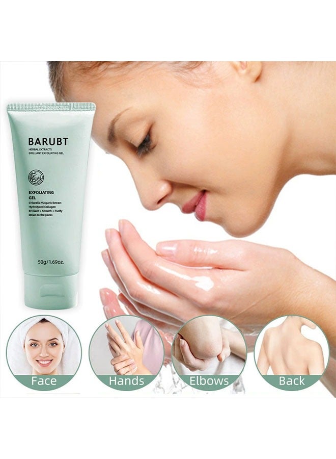 BARUBT Herbal exfoliating gel,Chlorella Vulgaris Extract,Hydrolyzed Collagen,Brilliant + Smooth + Purify, Down to the Pores,Cleansing Face and Body Exfoliating Scrub Gel 50g - Image 5