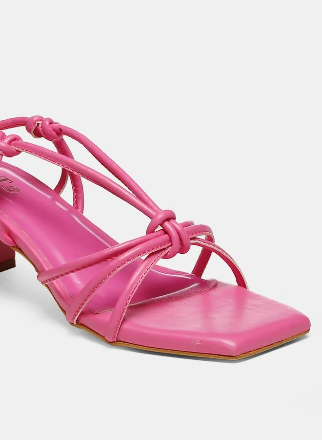 GNIST Tie Up Knot Strap Block Heel Sandals by Styli