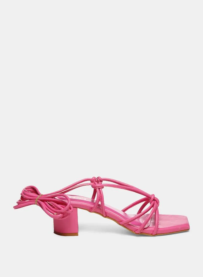 GNIST Tie Up Knot Strap Block Heel Sandals by Styli