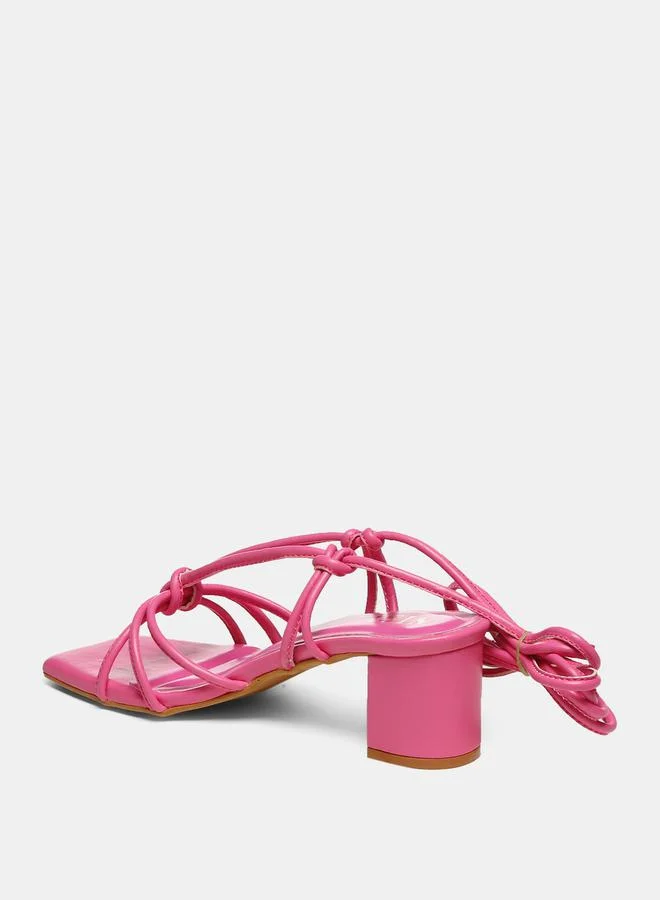 GNIST Tie Up Knot Strap Block Heel Sandals by Styli