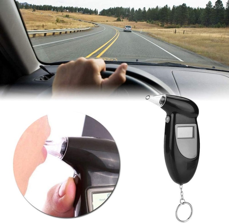 klarako Digital Alcohol Tester, LCD Screen Professional Alcohol Breath Tester Analyzer Lie Detector Breathalyser No Backlight with Five Mouthpieces - Image 2