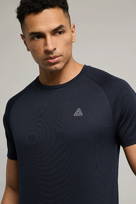 R&B Logo Detail Active T-Shirt with Crew Neck and Short Sleeves