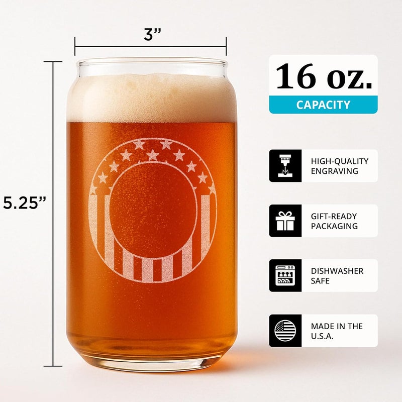 On The Rox Monogram Beer Glasses for Men (A-Z) 16 oz - Beer Gifts for Men Brother Son Dad Neighbor - Unique Gifts for Him - Personalized Drinking Gift Beer Glass Mugs - Engraved Beer Can Glass (O) - Image 3