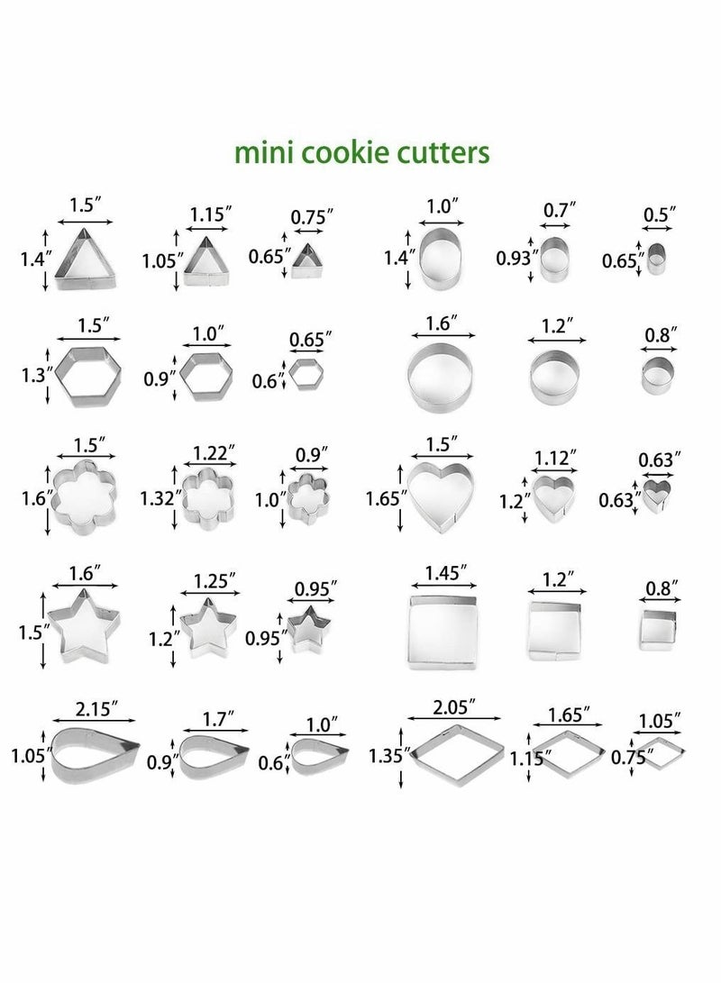 Y&D Mini Cookie Cutters Set, 30Pcs Heart Star Flower Round Square Hexagon Oval Diamond Shapes Cutters, Polymer Clay  - Image 3