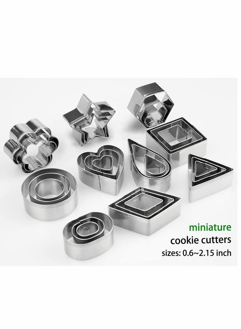 Y&D Mini Cookie Cutters Set, 30Pcs Heart Star Flower Round Square Hexagon Oval Diamond Shapes Cutters, Polymer Clay  - Image 4