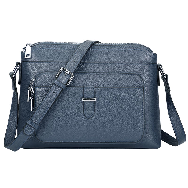 Over Earth Genuine Leather Crossbody Bags for Women Small Ladies Handbags and Purses with Card Slots(O205E Indigo Blue) - Image 1