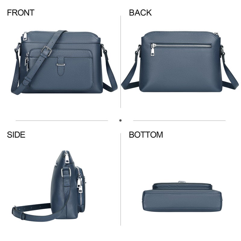 Over Earth Genuine Leather Crossbody Bags for Women Small Ladies Handbags and Purses with Card Slots(O205E Indigo Blue) - Image 3