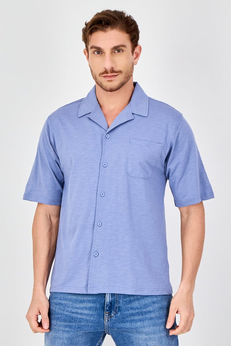 Aeropostale قميص رجالي عادي قصير الأكمام بلون أزرق فاتح - Image 1