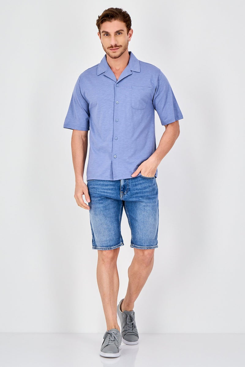 Aeropostale قميص رجالي عادي قصير الأكمام بلون أزرق فاتح - Image 3