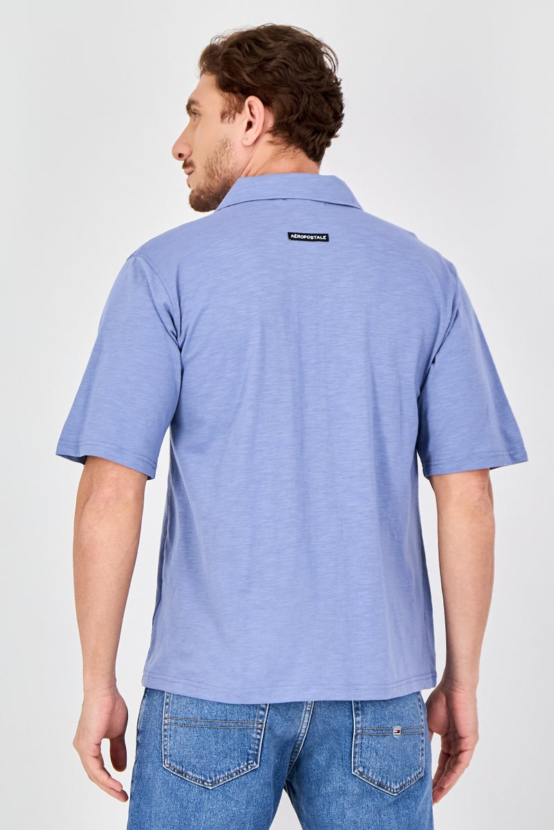 Aeropostale قميص رجالي عادي قصير الأكمام بلون أزرق فاتح - Image 2