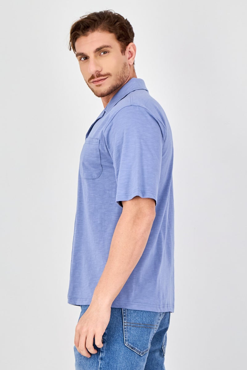 Aeropostale قميص رجالي عادي قصير الأكمام بلون أزرق فاتح - Image 4