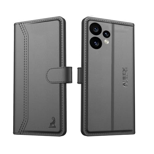 AIBEX ® Compatible for CMF by Nothing Phone 2 Pro 5G Flip Cover Leather Finish with Magnatic Closure | Inside TPU with Card Pockets | Wallet Stand | Complete Protection Flip Case - Black - Image 1