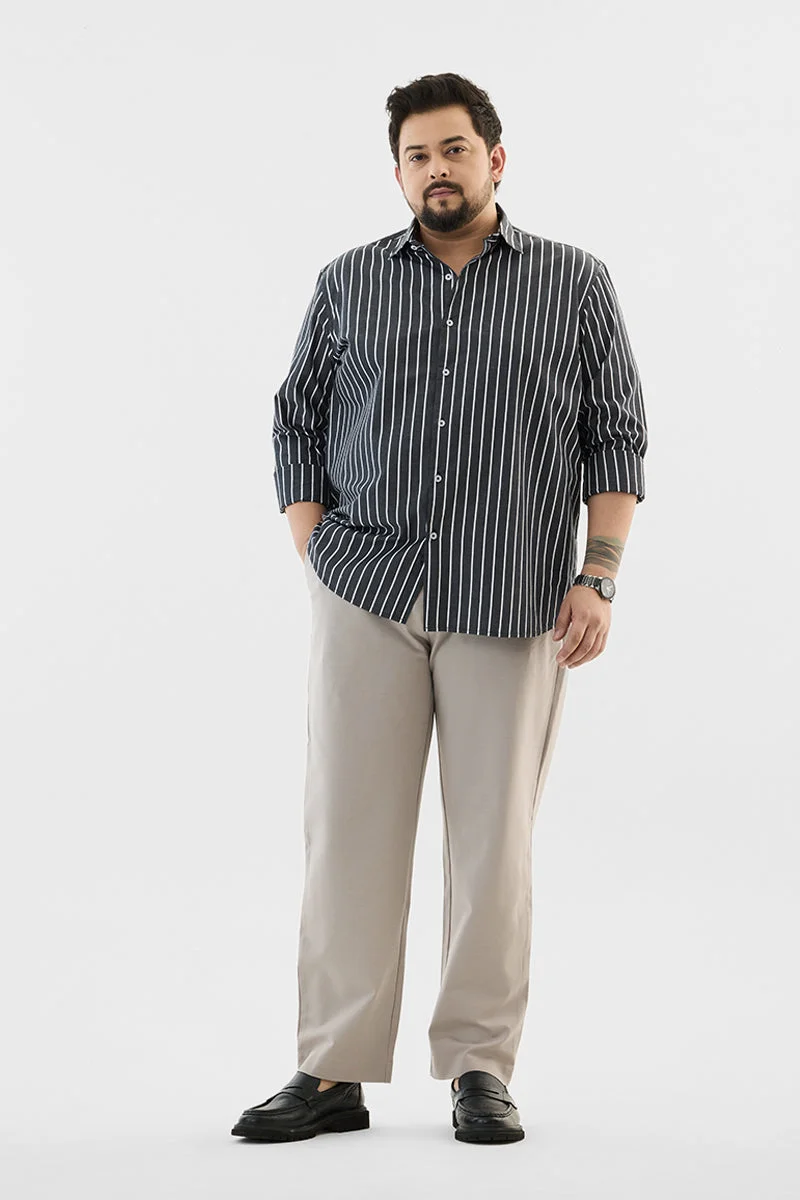 SNITCH Beige Solid Regular Fit Casual Plus Size Trousers