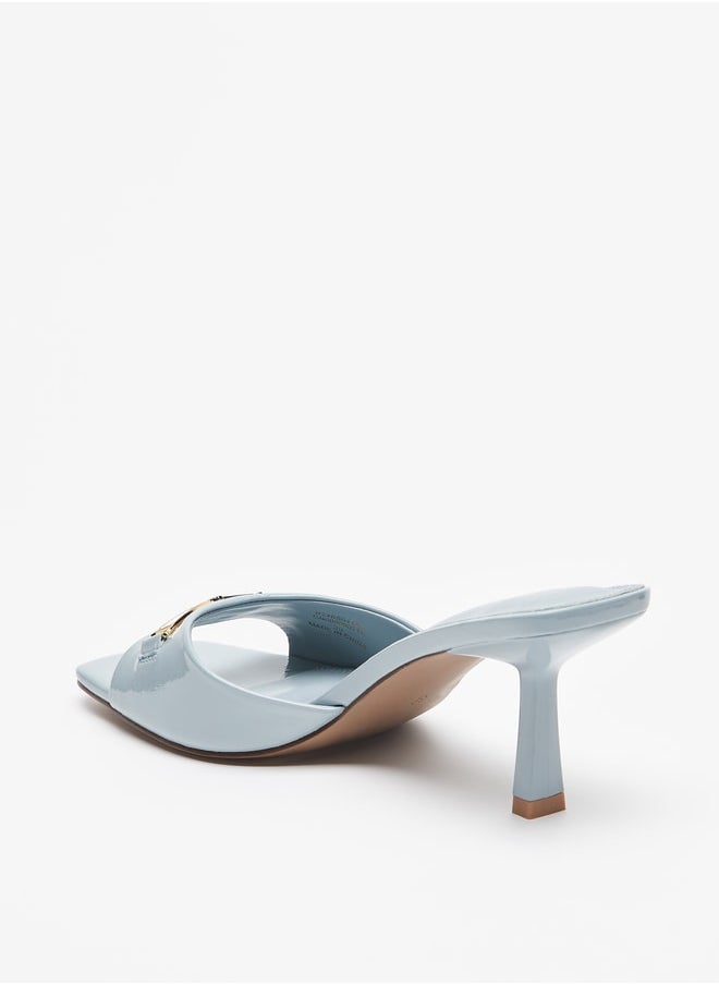 Celeste - Women's Solid Slip-On Sandals with Metallic Detail and Stiletto Heels - Image 1