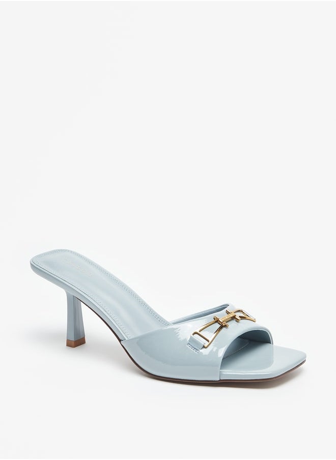 Celeste - Women's Solid Slip-On Sandals with Metallic Detail and Stiletto Heels - Image 1