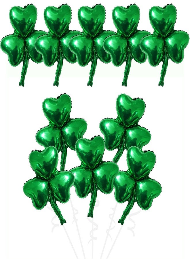 سوتشات مجموعة سوتشات من 10 بالونات لعيد القديس باتريك، بالونات فويل على شكل نبتة البرسيم، بالونات إيرلندية، زينة حفلات عيد القديس باتريك - Image 2