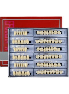 HaLunhi 84 Pcs False Teeth Dental Complete Acrylic Resin Denture Teeth, 3 Sets Whole Teeth Synthetic Polymer Denture Tooth, 23 Shade A2 Upper + Lower Dental Materials for Replacement  - Image 1