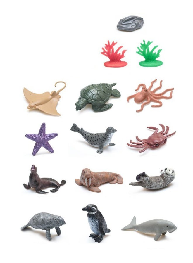 هالامودو مجموعة نموذج الحيوانات البحرية 12 قطعة (تشمل أسد البحر ، نجوم البحر ، Stingray ، Octopus ، Walrus ، الختم ، السلاحف البحرية ، Otter ، Manatee ، سرطان ، البطريق مع المرجان والاكسسوارات الصخرية) ، دلو حزمة واقعية لعب نموذج الحيوانات البحرية الصغيرة ، مادة بلاستيكية آمنة ممتازة ، للتعليم المعرفي للأطفال ، ألعاب الحمام والسباحة ، هدايا عيد ميلاد الفتيات الأولاد - Image 3