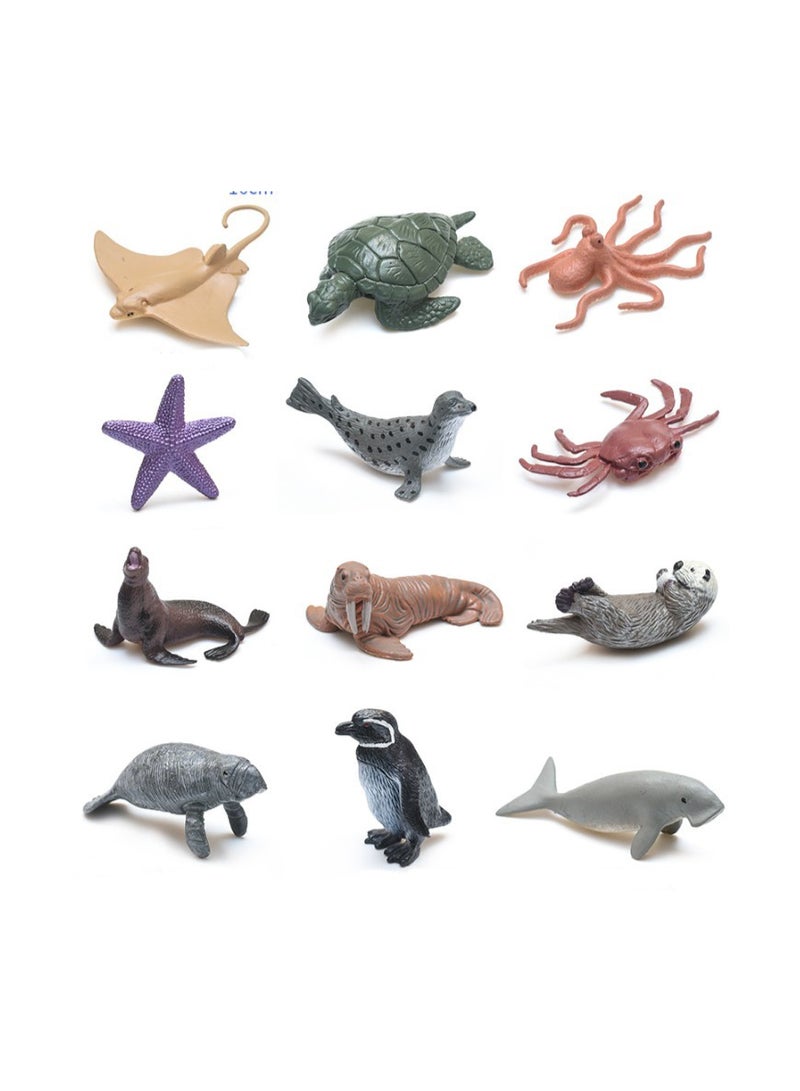 هالامودو مجموعة نموذج الحيوانات البحرية 12 قطعة (تشمل أسد البحر ، نجوم البحر ، Stingray ، Octopus ، Walrus ، الختم ، السلاحف البحرية ، Otter ، Manatee ، سرطان ، البطريق مع المرجان والاكسسوارات الصخرية) ، دلو حزمة واقعية لعب نموذج الحيوانات البحرية الصغيرة ، مادة بلاستيكية آمنة ممتازة ، للتعليم المعرفي للأطفال ، ألعاب الحمام والسباحة ، هدايا عيد ميلاد الفتيات الأولاد - Image 2