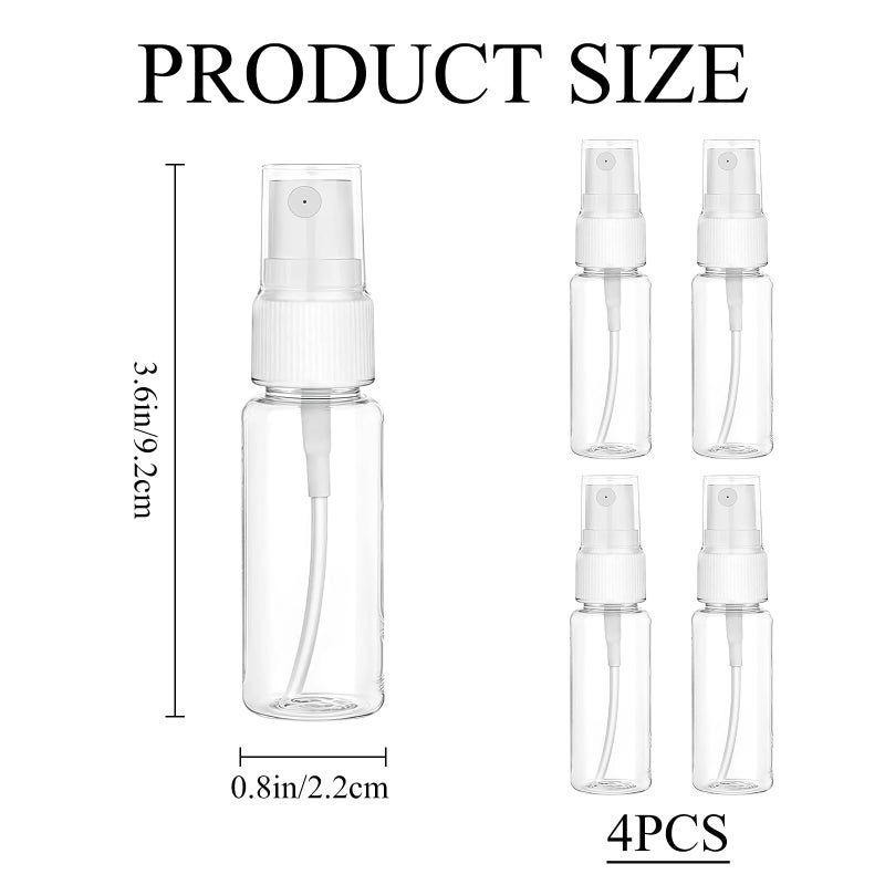 QKEINV 4Pcs Travel Spray Bottle, 0.7oz/20ml Small Spray Bottle, Mini Spray Bottles, Transparent Fine Mist Sprayer Bottles Plastic Empty Refillable Atomiser with Caps Holiday Travel Bottle - Image 2
