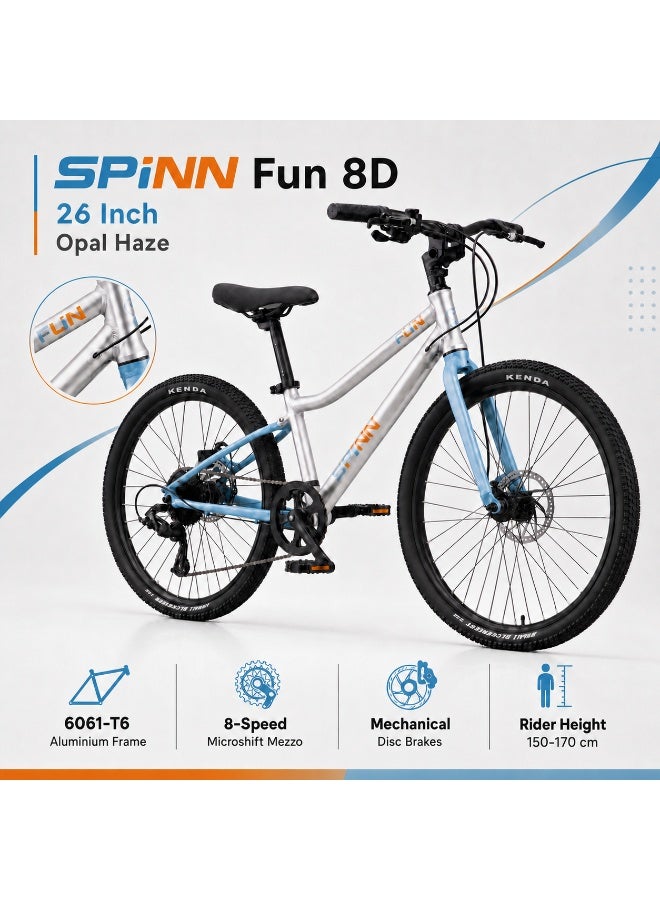 SPINN Fun 8D 26-Inch  Kids & Teens | 26-Inch Wheel Size | Adjustable Seat | 8-Speed Disc Brake | Opal Haze - Image 2
