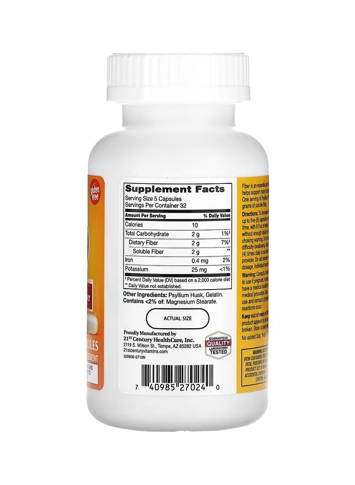 21st Century Psyllium Fiber Dietary Supplement - 160 Capsules - Image 2
