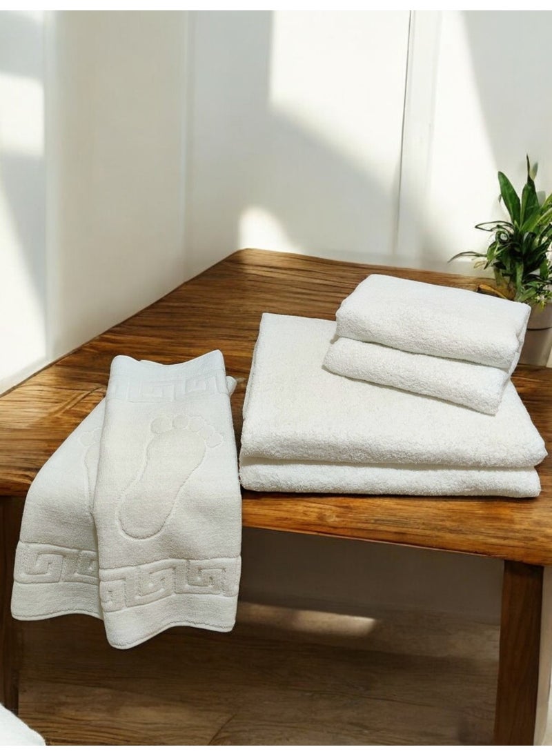 Cnr Garden 6 Piece White Large Bathroom Towel Set Foot Towel, Bath Towel, Hair Towel  - Image 1